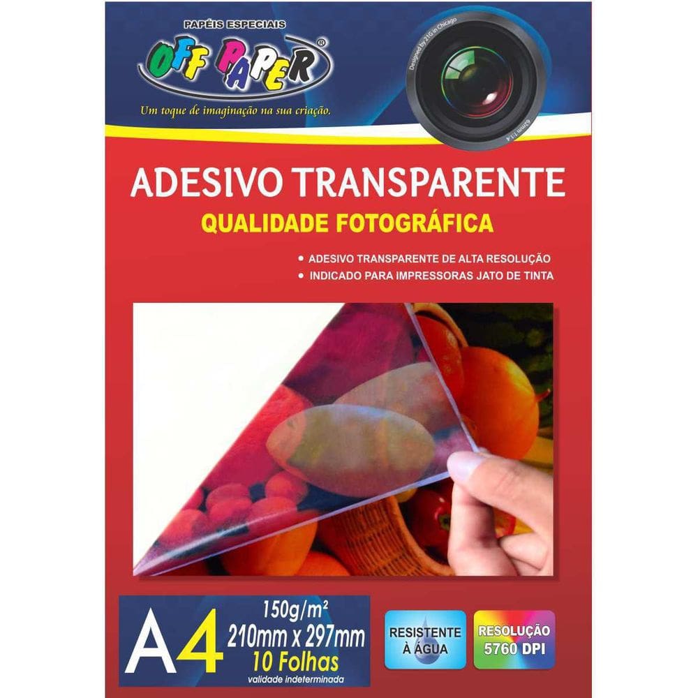 Papel Fotográfico Inkjet A4 Transparente Adesivo 150G