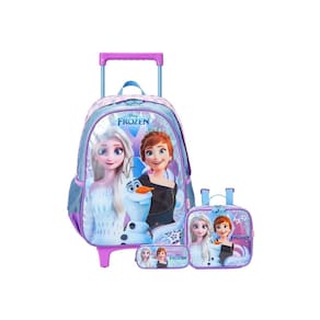 Kit Escola Mochila De Rodinha+Lancheira+Estojo Frozen