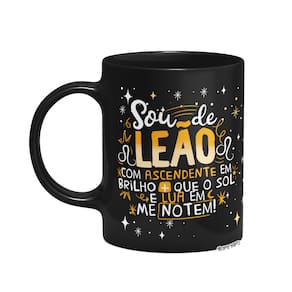Caneca Divertida Signos - Sou De Leão - 325ml Preta