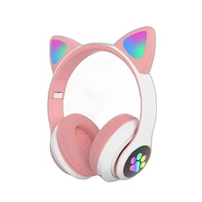 Fone Gatinho Orelha Infantil Luz Led Meninas Crianças S/ Fio