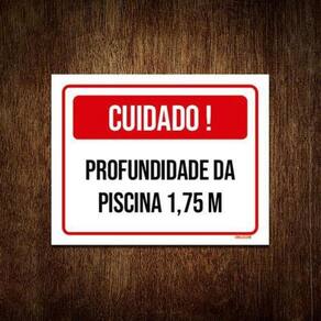 Placa Cuidado Profundidade Piscina 1,75M 18x23cm 5un