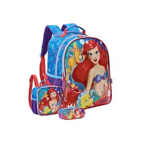 Kit Escolar Mochila De Costas+Lancheira+Estojo Ariel Sereia