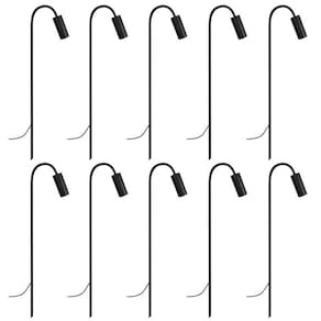 Kit 10 Balizadores Espeto Luminária Chão Jardim Preto 80Cm