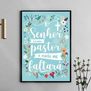 Quadro O Senhor É Meu Pastor - Floral 45X34Cm - Com Vidro