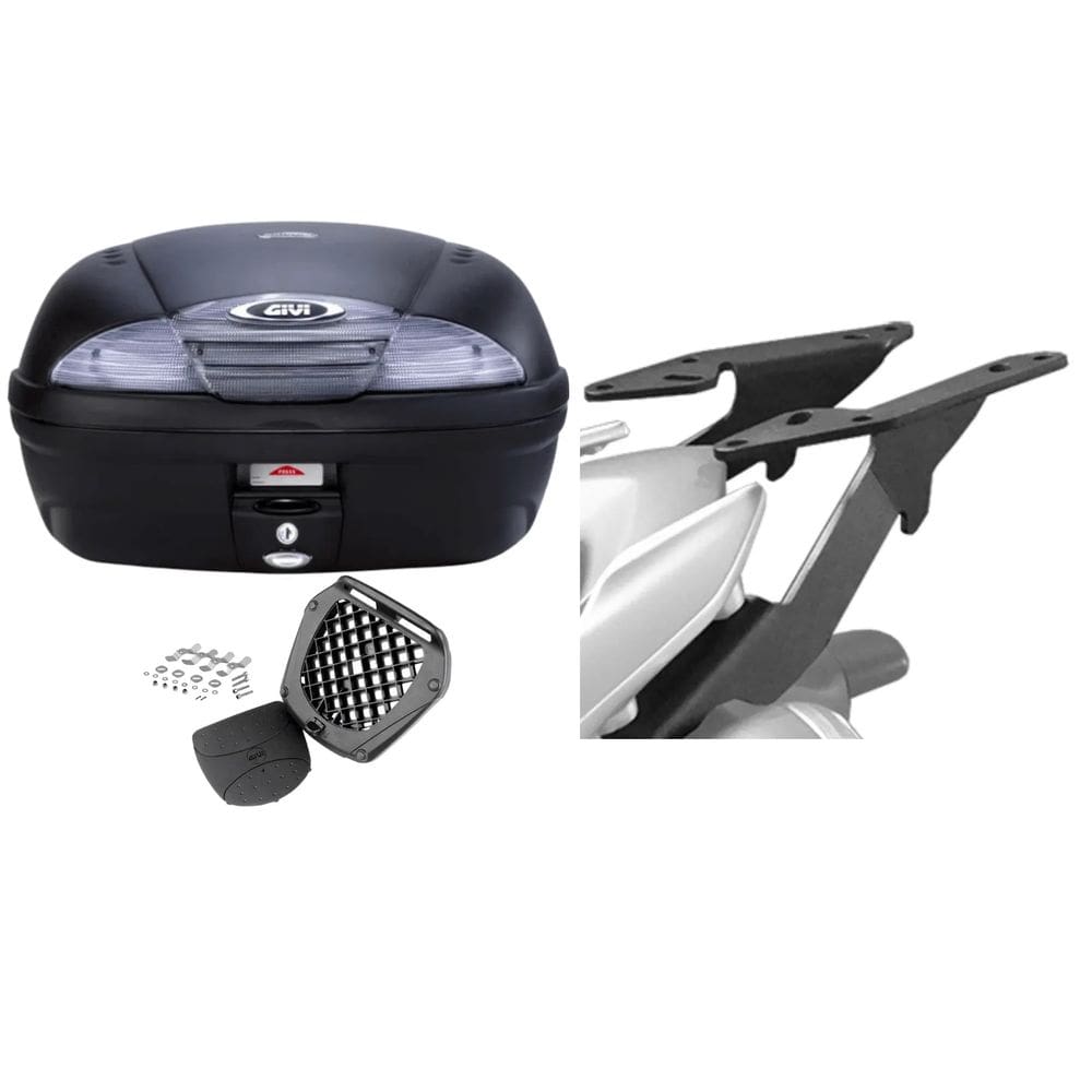 Baú Moto 45L Monolock Givi E-450Nt + Suporte Bagageiro Scam Lander 2019...