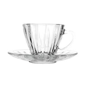 Conjunto 2 Xícaras para Chá de Cristal com Pires Radial 180ml 220367 - Lyor