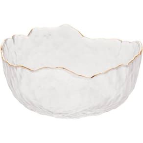 Bowl de Cristal Martelado com Borda Dourada Taj Transparente 16x8cm 28956 - Wolff