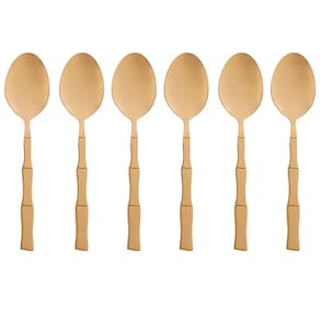Conjunto 6 Colheres de Sobremesa Inox Bambu Elegant Champanhe 1816 - Lyor