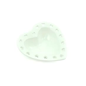 Bowl de Cerâmica Formato de Coração Branco Fundo 19x18x5cm 8629 - Lyor