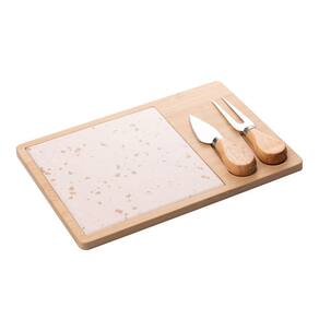 Conjunto 4 Pçs para Queijo com Bandeja de Bambu e Tábua Terrazo 17x25x2cm 220448 - Lyor