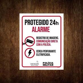 Placa De Segurança - Protegido 24H Alarme Polícia 36X46