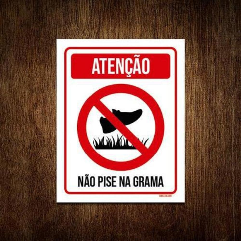 Kit 5 Placas Atenção Não Pise Na Grama