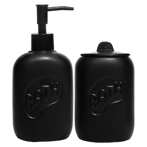 Conjunto 2 pçs para Banheiro de Cerâmica Letters Preto 220582 - Lyor