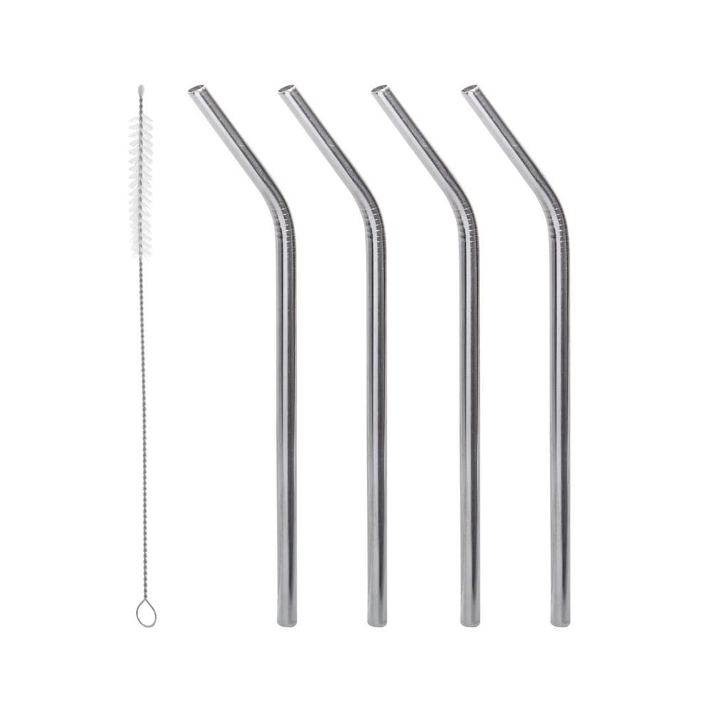 Conjunto 4 Canudos de Aço Inox Reutilizáveis com Escova para Limpeza 21,5cm 220463 - Lyor