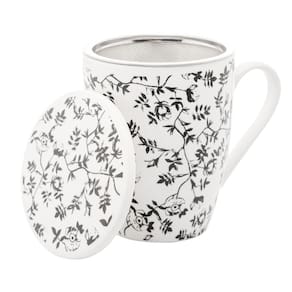 Caneca de Porcelana Flowers Super White com Tampa e Filtro 310ml 5358 - Lyor