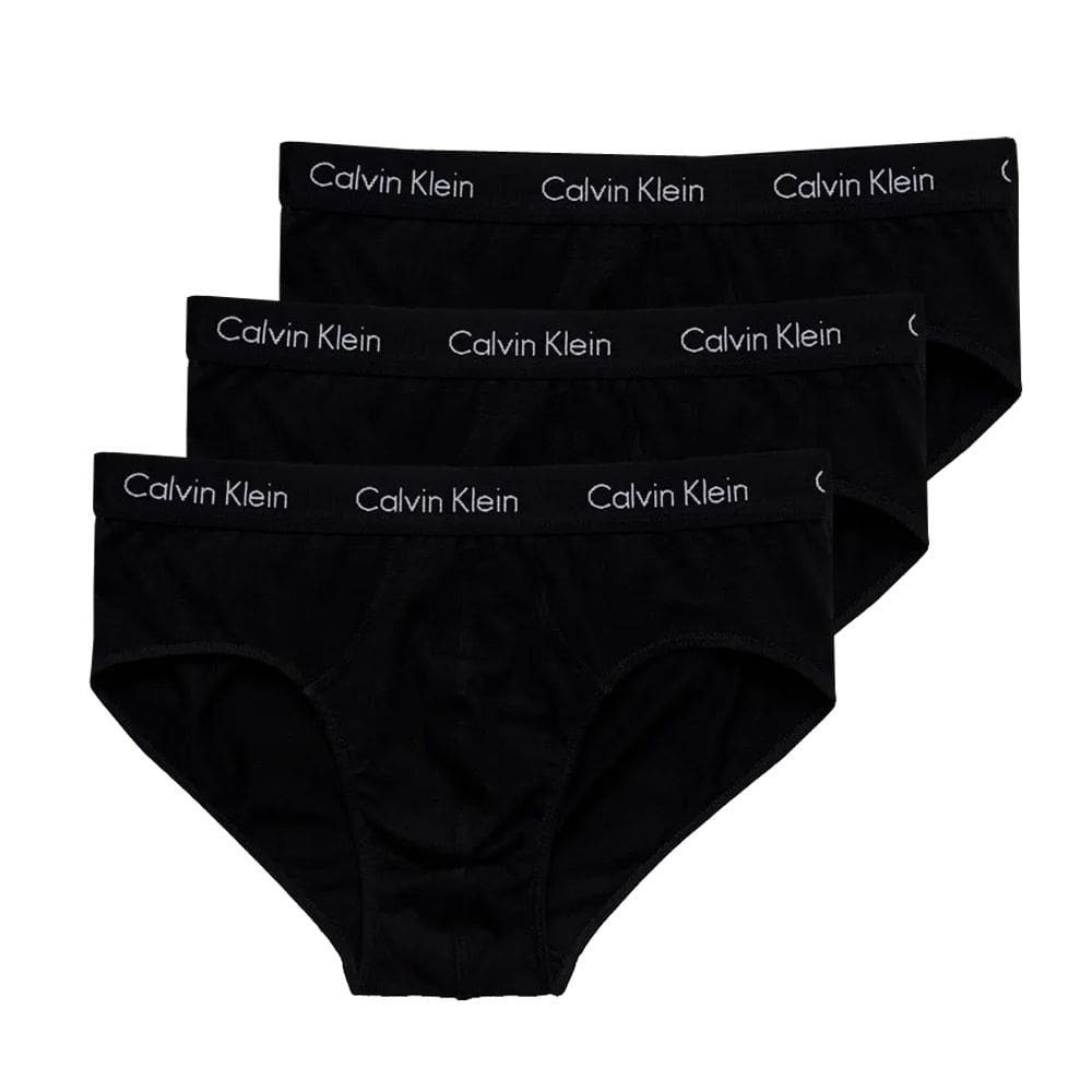 Kit C/3 Cuecas Calvin Klein Brief Pretas - U2661 - Elástico Preto