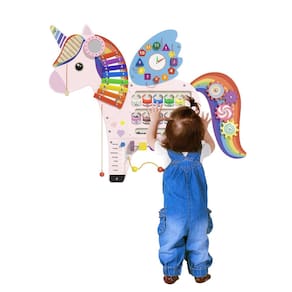 Painel de parede sensorial Unicorn Activity Board para crianças de 1 a 3 anos