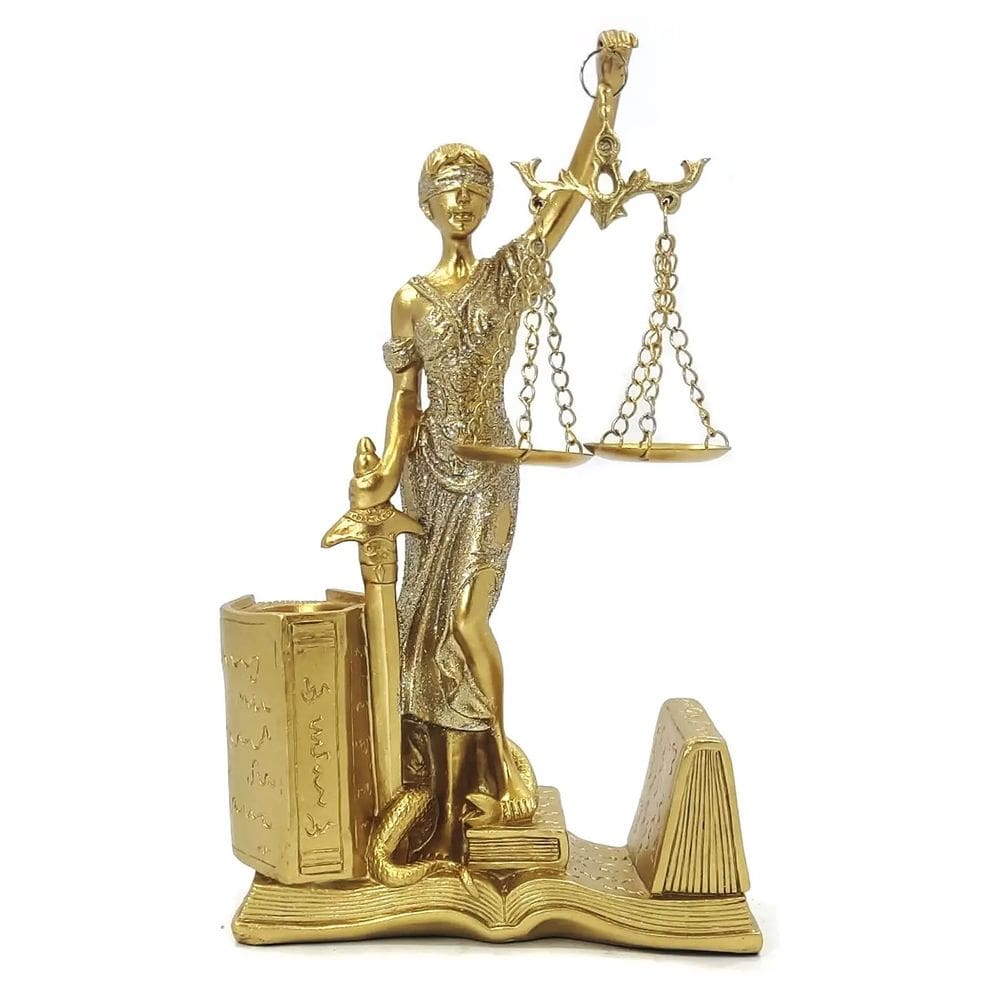Estátua Dama da Justiça Brilho Porta Objetos Decoração 20 cm