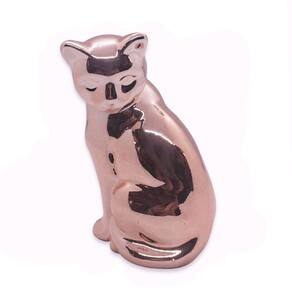 Estátua de Gato Espelhado Rose Cerâmica Costas 10 cm