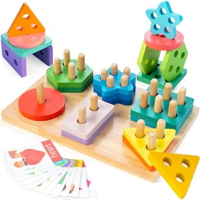 Brinquedos de separação e empilhamento de madeira AMAWOOD Montessori 1-3 anos