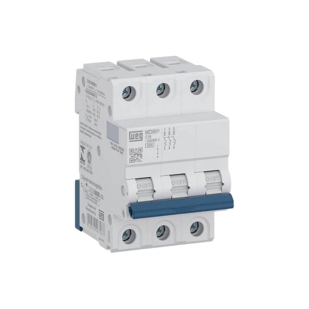 Minidisjuntor Tripolar 16A Mdwp-C16-3 Curva C Weg