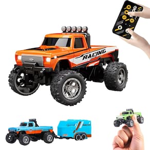 RC Monster Truck Flashstar Mini escala 1:64 com luzes laranja