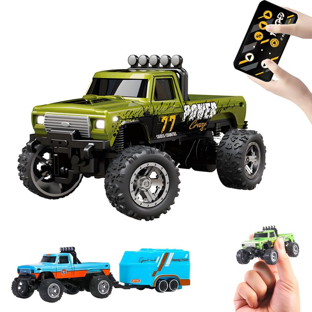 RC Monster Truck Flashstar Mini escala 1:64 com luzes verdes