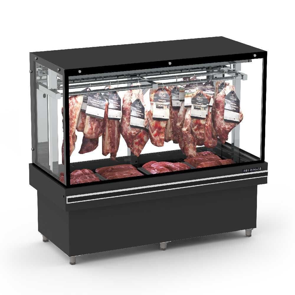 Expositor Açougue Vanguard Top 1,50m Gancheira Vidro Aquecido Estático EAVTVRG1500E 220V - Refrimate