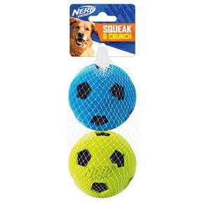 Bola de futebol para cães Dog Toy Nerf com crosta interativa de 7,6 cm, pacote com 2 unidades