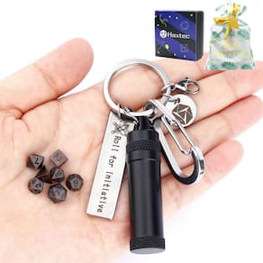 Conjunto de dados Haxtec Mini Tiny Small Metal DND com estojo de chaveiro