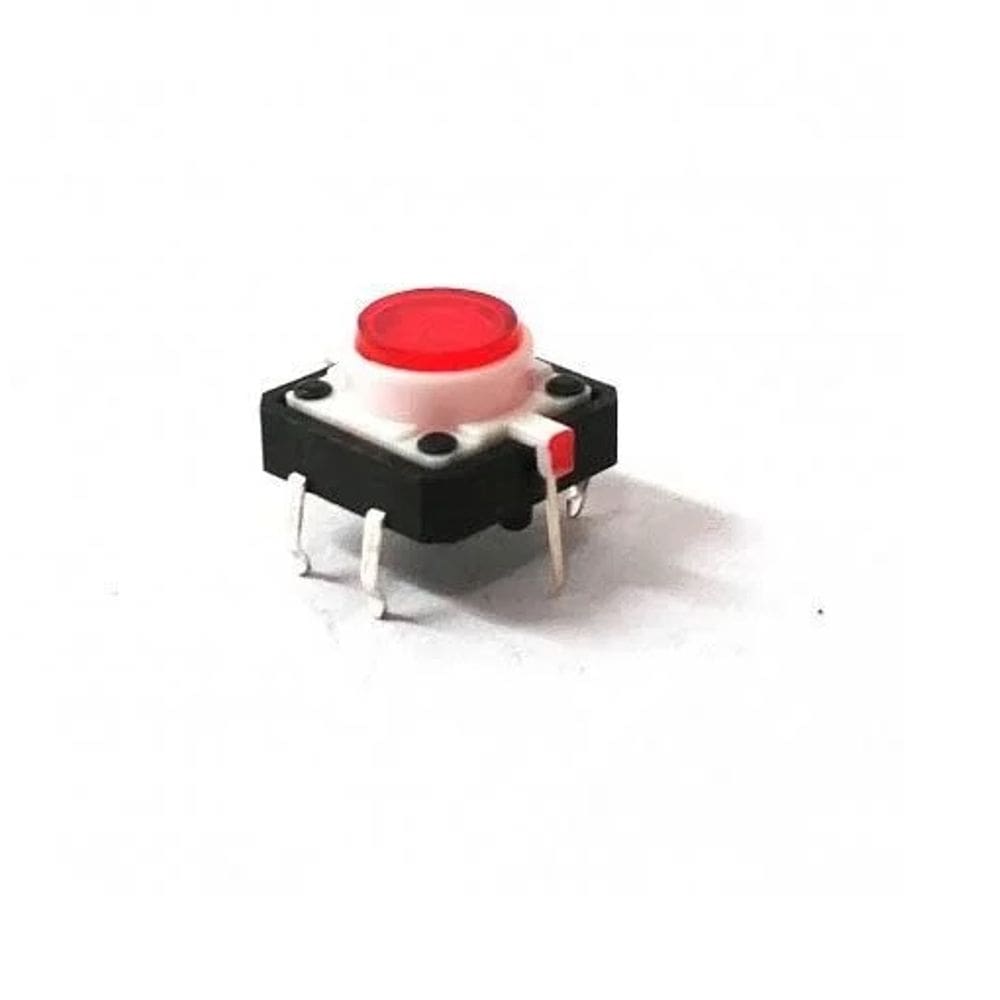 CHAVE TACTIL BOTAO ILUMINADO COM LED 12x12x7,3mm - COR VERMELHO