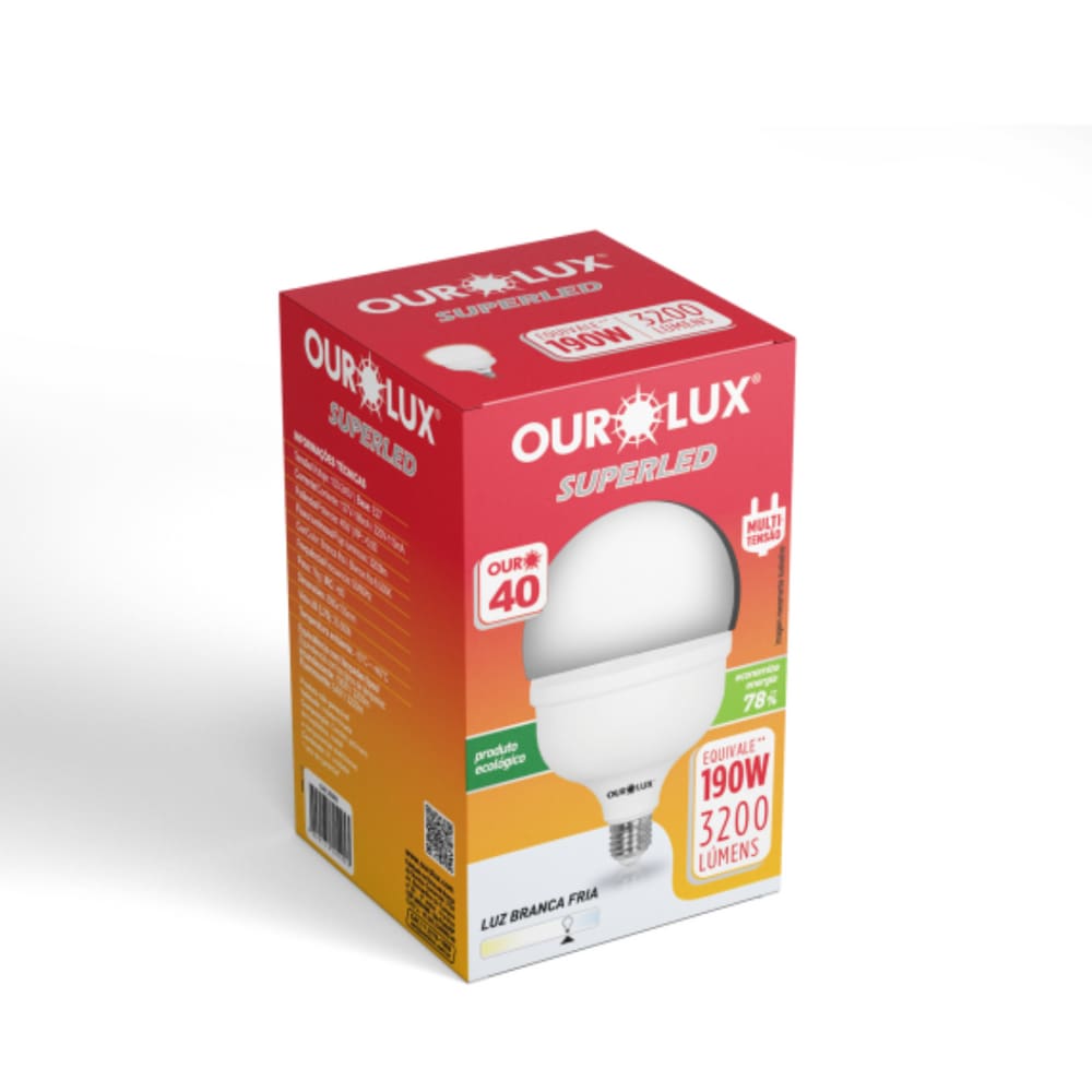 Kit 10 Lâmpadas Led Bulbo A55 6w E27 6500k Bco Frio Ourolux