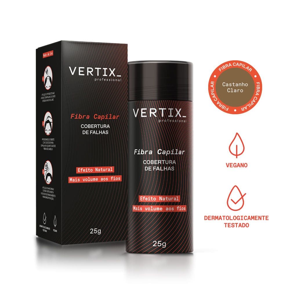 Fibra Capilar Para Cabelos Castanho Claro 25G Vertix