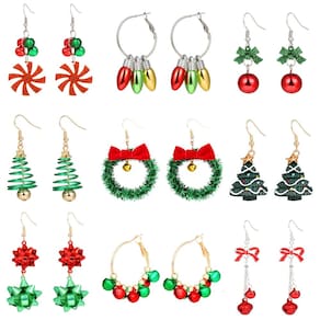 Brincos Moiegouct Christmas Dangle para mulheres (9 pares)