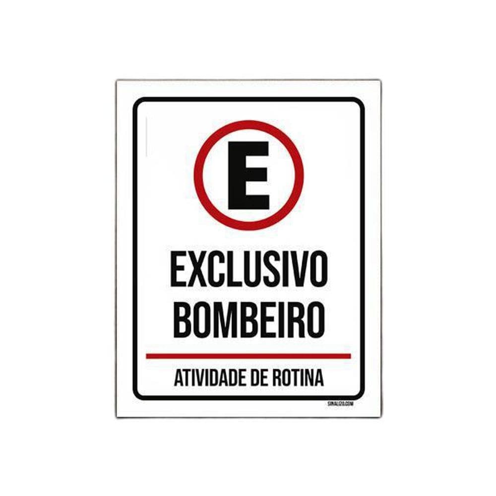 Placa Sinalização Estacionamento Exclusivo Bombeiros 27X35