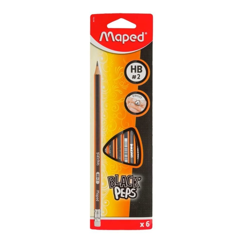 Lápis Preto HB N2 Black Peps Triangular Ergonômico c/ Borracha Caixa 6 Unidades - Maped