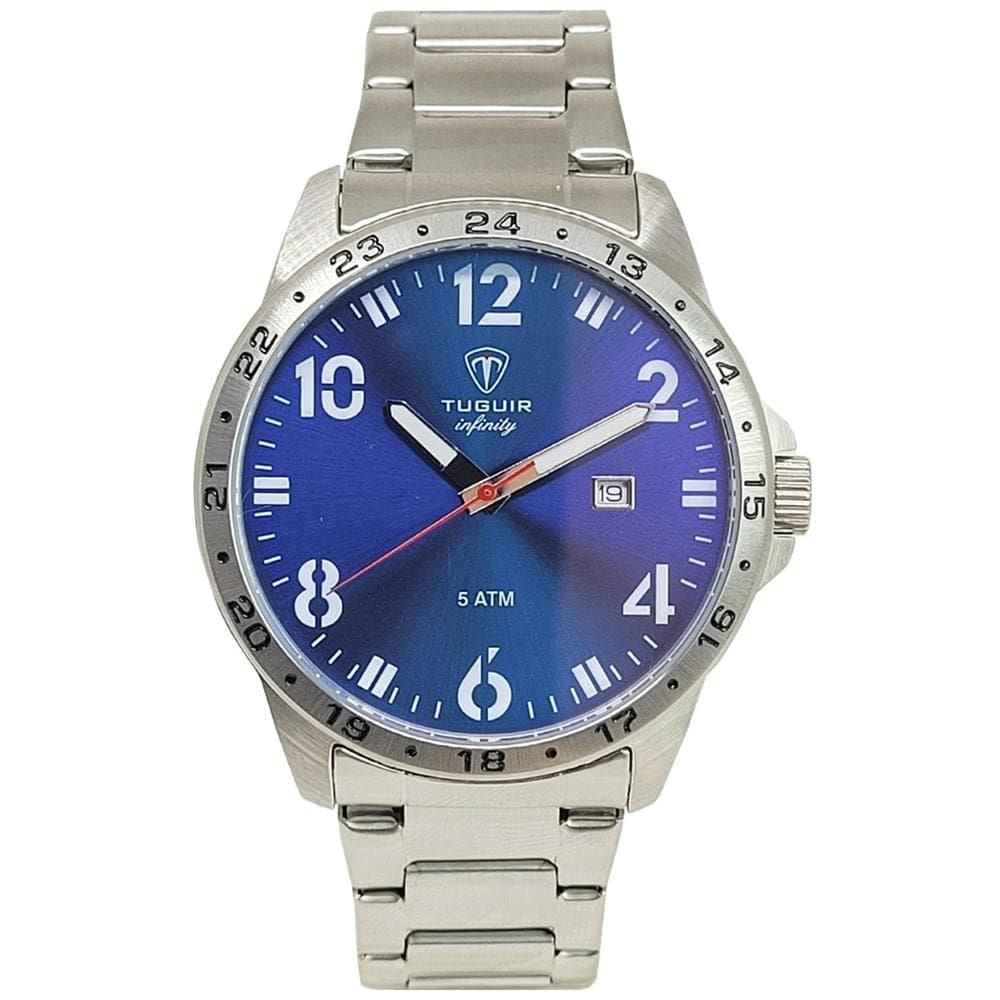 Relógio Tuguir Masculino Ref: Tg9167d Tgi37101 Casual Aço Prateado