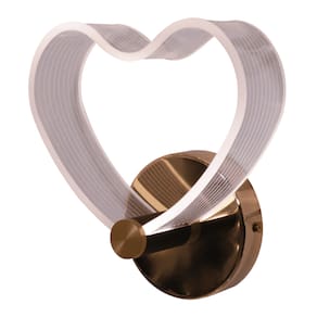 Arandela Love Dourada 20cm IP20 Led 8W 3 em 1 Bivolt