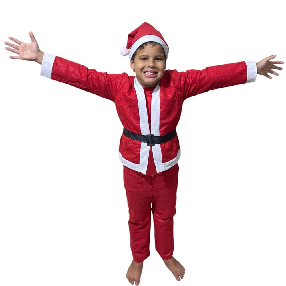 Roupa Papai Noel Infantil Fantasia Completa Natal Criança Natalina Festa Evento