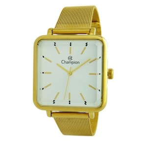 Relógio Champion Feminino Ref: Cn21363h Retangular Mesh Dourado