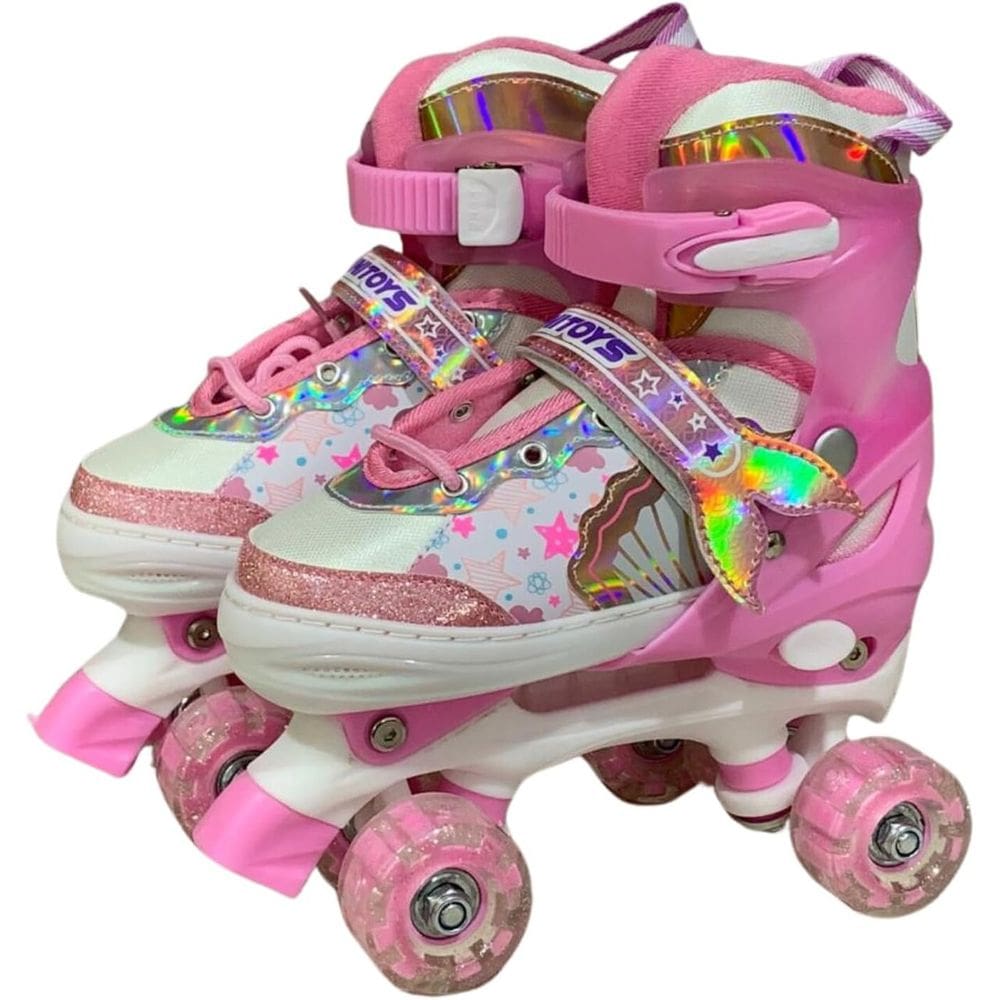 Patins Infantil 4 Rodas Sereia Com Led 34 ao 37 Unitoys 2650