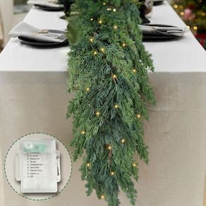 Guirlanda de Natal OZFHUA Pine 1,8 m com luzes internas e externas