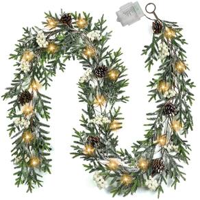 Guirlanda de Natal OZFHUA de 1,8 m com luzes Battery Timer Operat