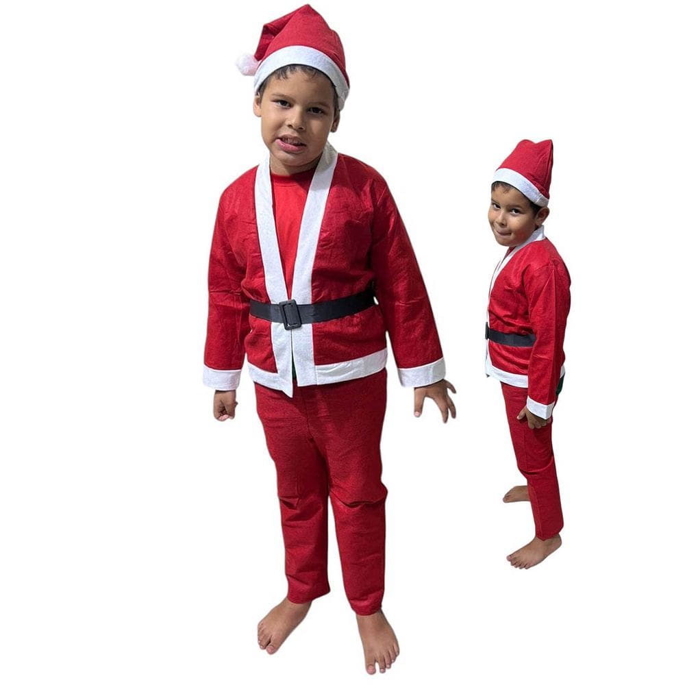 Roupa Papai Noel Natal Infantil Natalino Fantasia Completa Evento Comemoraçao Festa