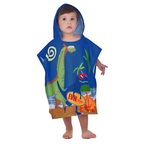 Toalha Poncho Bebê com Capuz Dinossauro Surfista Marinho Everly