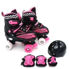 Patins + Kit Proteção Rosa 4 Rodas 30 ao 33 Unitoys 1791