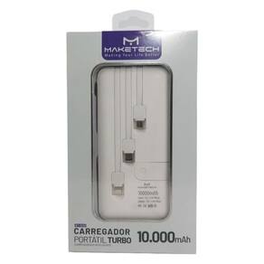 Carregador Portátil Turbo Maketech com Cabo 10.000mAh 1 Unidade