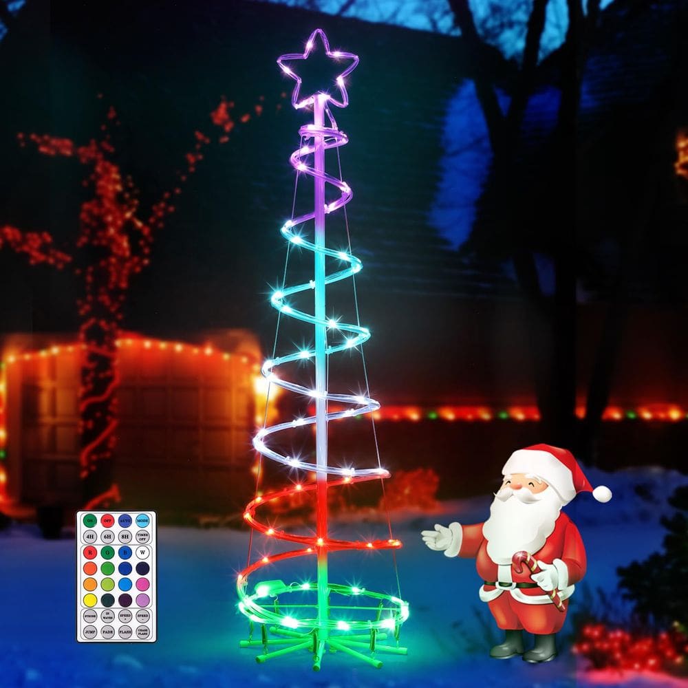 Árvore de Natal PINPON 4FT com espiral de 16 cores e 8 modos de luz