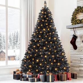 Árvore de Natal DWVO pré-iluminada preta de 6 pés com 818 pontas e 250 de luz