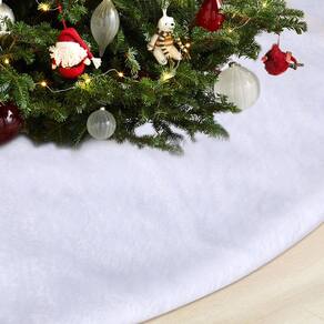 Saia de árvore de Natal Serwrsw White Faux Fur 122 cm de diâmetro